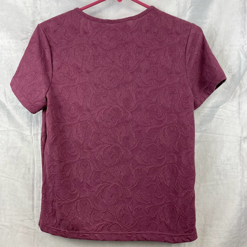 Jaclyn Smith Rose Pink Leafy Paisley Textured Tops Shirt Size S - Picture 4 of 6